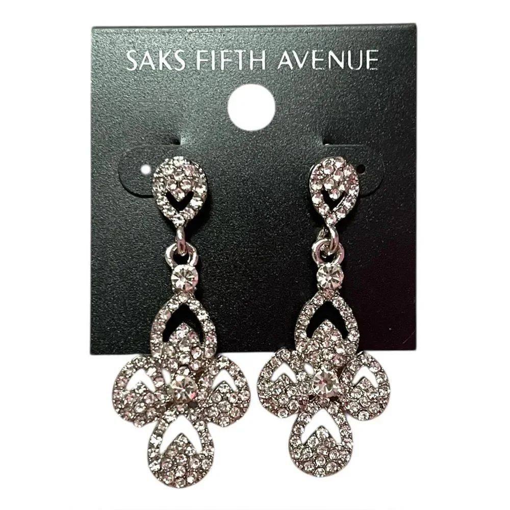 💎2/$30💎 Saks Fifth Avenue Sparkling Silver Crystal Chandelier Earrings